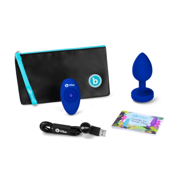 VIBRATING JEWEL PLUG | L/XL | NAVY - Sheets Optional