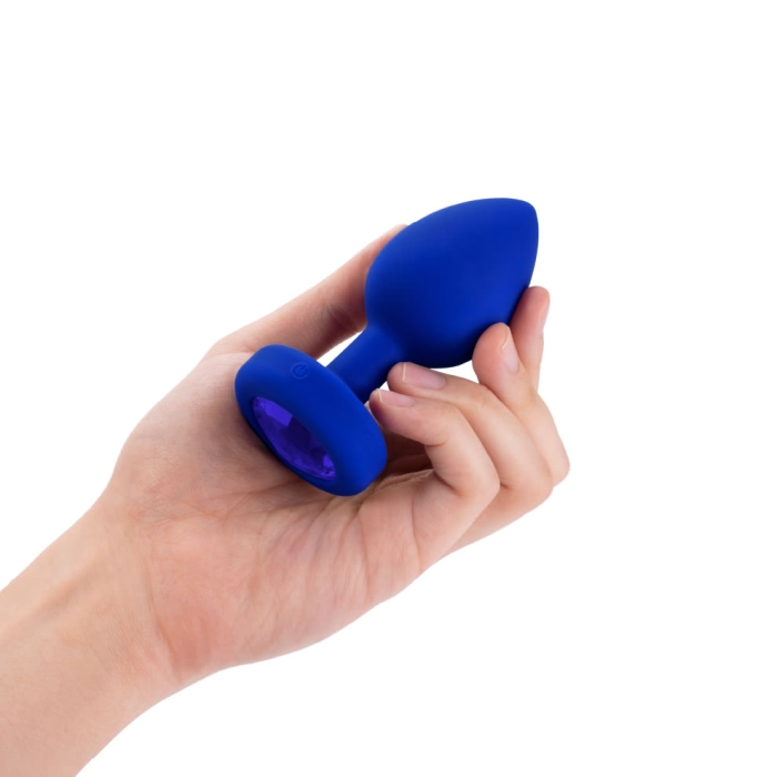 VIBRATING JEWEL PLUG | L/XL | NAVY - Sheets Optional