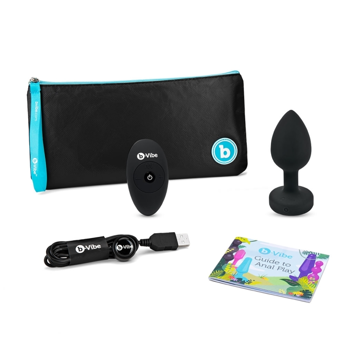 VIBRATING JEWEL PLUG | M/L | BLACK - Sheets Optional