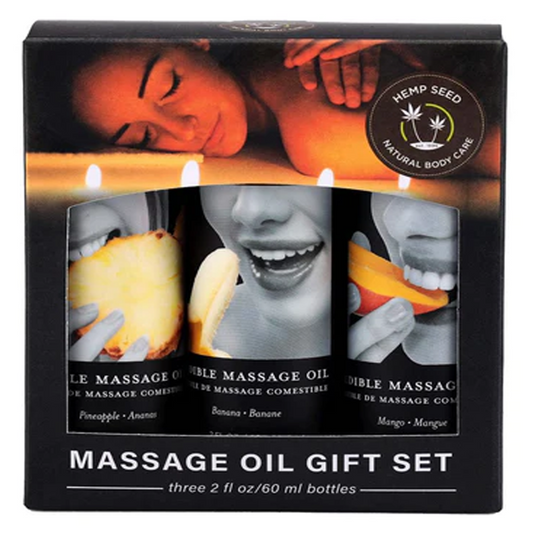 Edible Massage Oil Gift Set: Tropical Set 2 fl oz / 60 ml - Sheets Optional