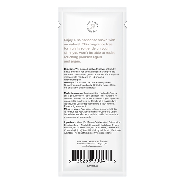 Shave Cream Au Natural 0.5 fl oz | 15mL - FOIL - Sheets Optional
