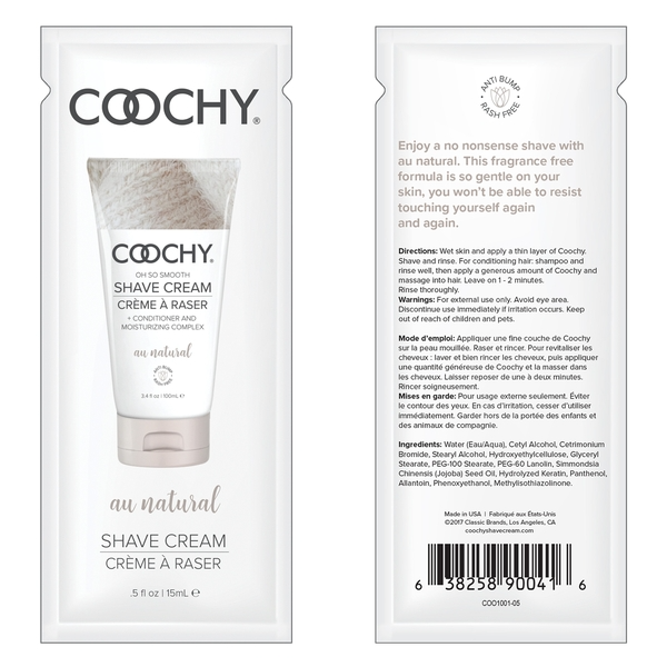 Shave Cream Au Natural 0.5 fl oz | 15mL - FOIL - Sheets Optional