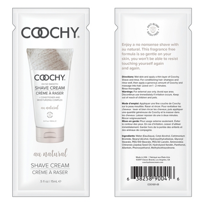 Shave Cream Au Natural 0.5 fl oz | 15mL - FOIL - Sheets Optional