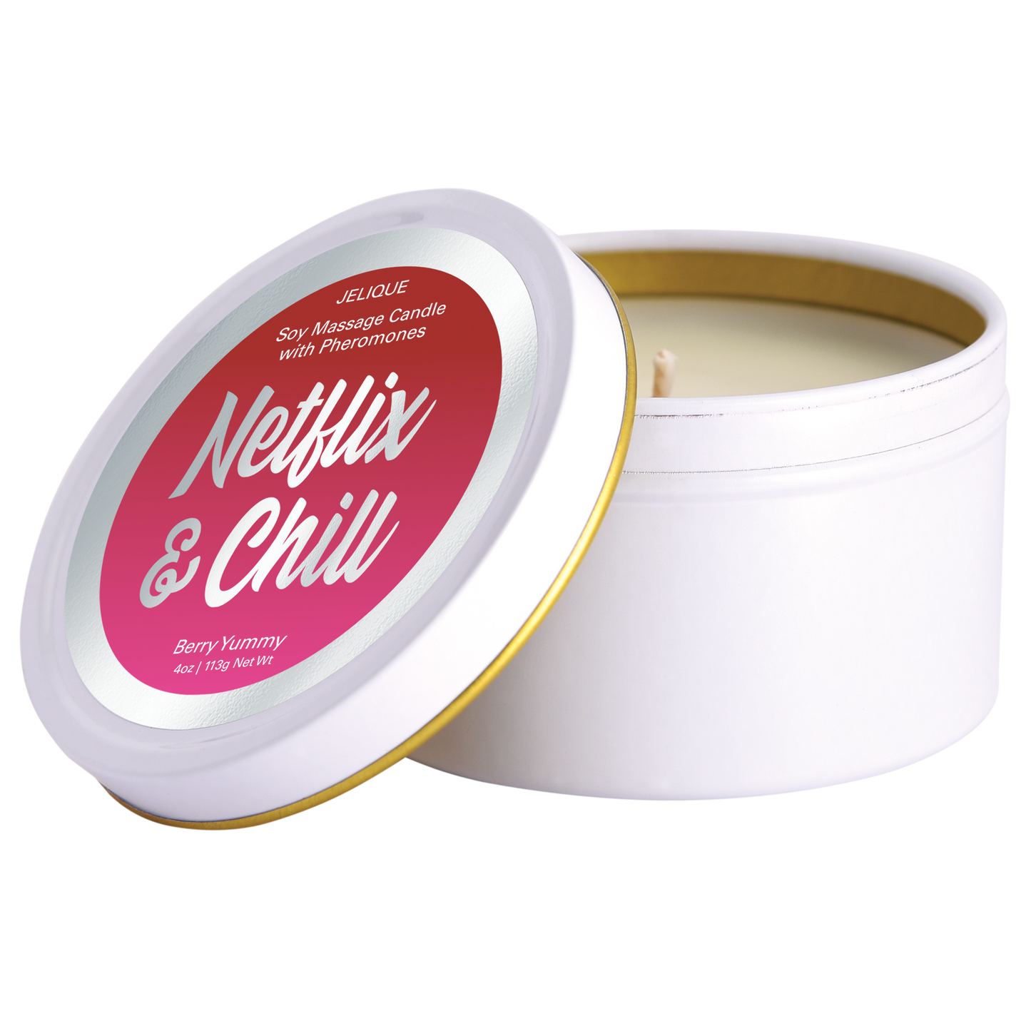 MOOD CANDLES Netflix & Chill - Pheromone Massage Candle Berry Yummy 4oz | 113g - Sheets Optional