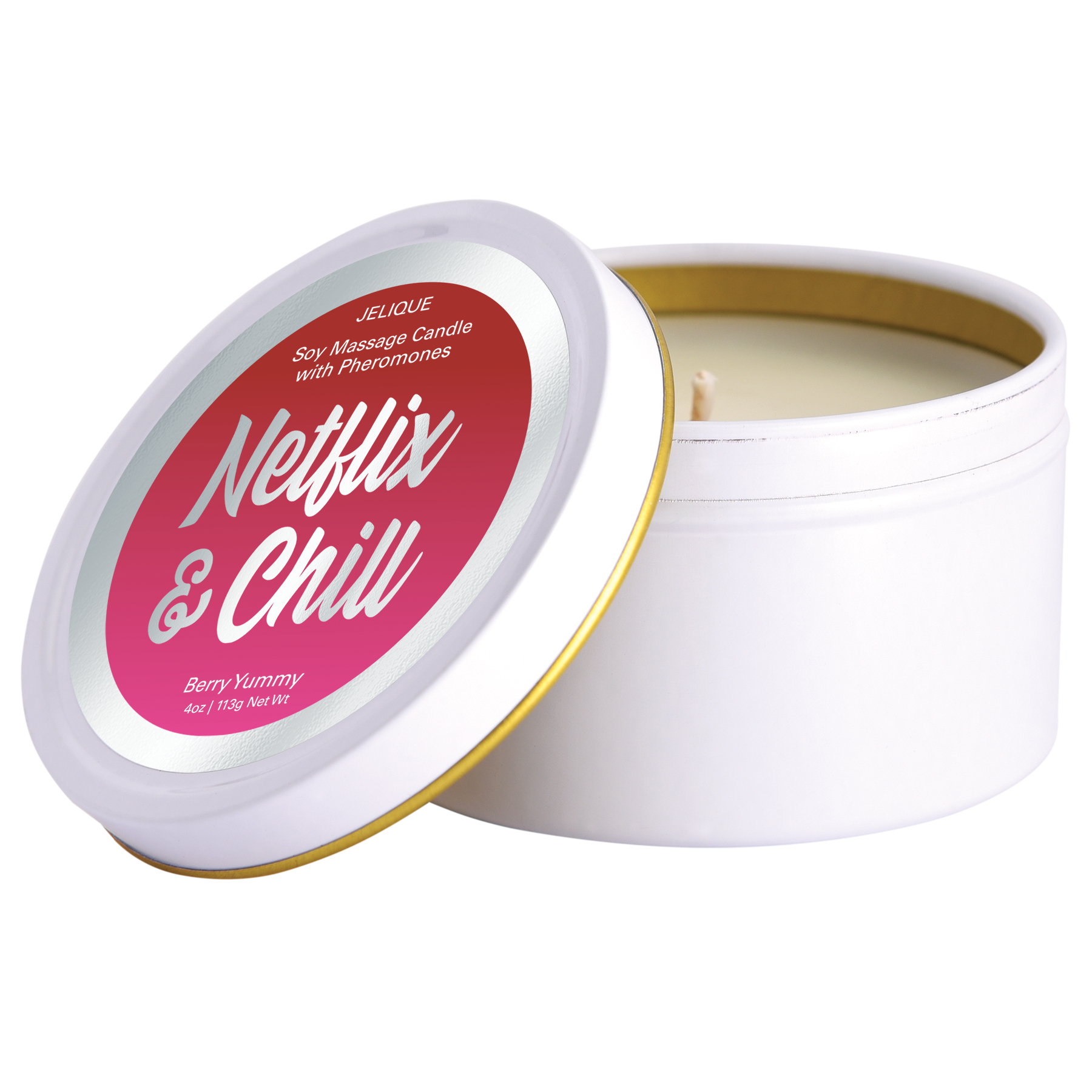 MOOD CANDLES Netflix & Chill - Pheromone Massage Candle Berry Yummy 4oz | 113g - Sheets Optional