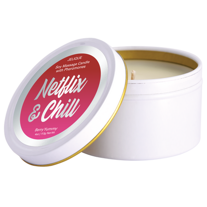 MOOD CANDLES Netflix & Chill - Pheromone Massage Candle Berry Yummy 4oz | 113g - Sheets Optional