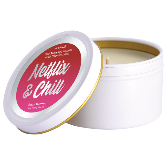 MOOD CANDLES Netflix & Chill - Pheromone Massage Candle Berry Yummy 4oz | 113g - Sheets Optional