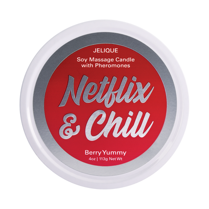 MOOD CANDLES Netflix & Chill - Pheromone Massage Candle Berry Yummy 4oz | 113g - Sheets Optional
