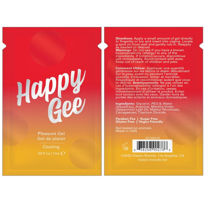 HAPPY GEE COOLING PLEASURE GEL - FOIL - 0.03 fl oz | 1 mL - Sheets Optional