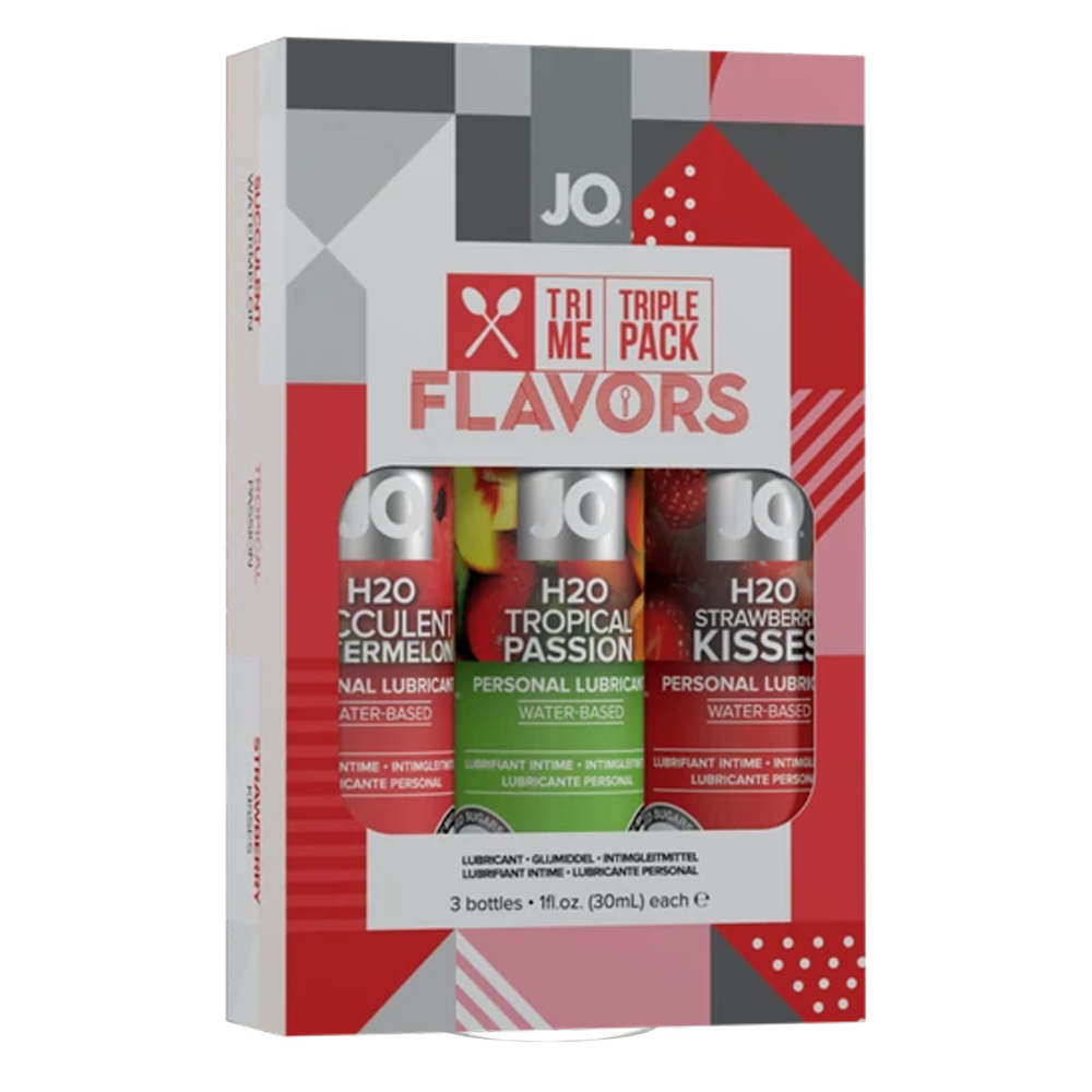 JO Tri-Me Triple Pack - Flavors - Various - Lubricant 1 floz / 30 mL - Sheets Optional