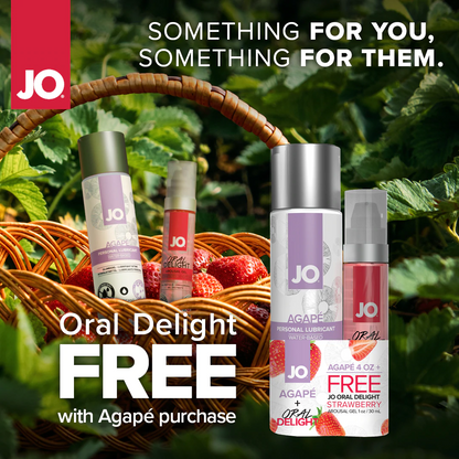 JO Agape 4oz + GWP JO Oral Delight Strawberry Arousal Gel 1oz - Sheets Optional
