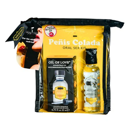 ORAL SEX COCKTAIL KIT - Penis Colada (Coconut Pineapple) 2oz Divine Nectar / .75oz Oil of Love - Sheets Optional