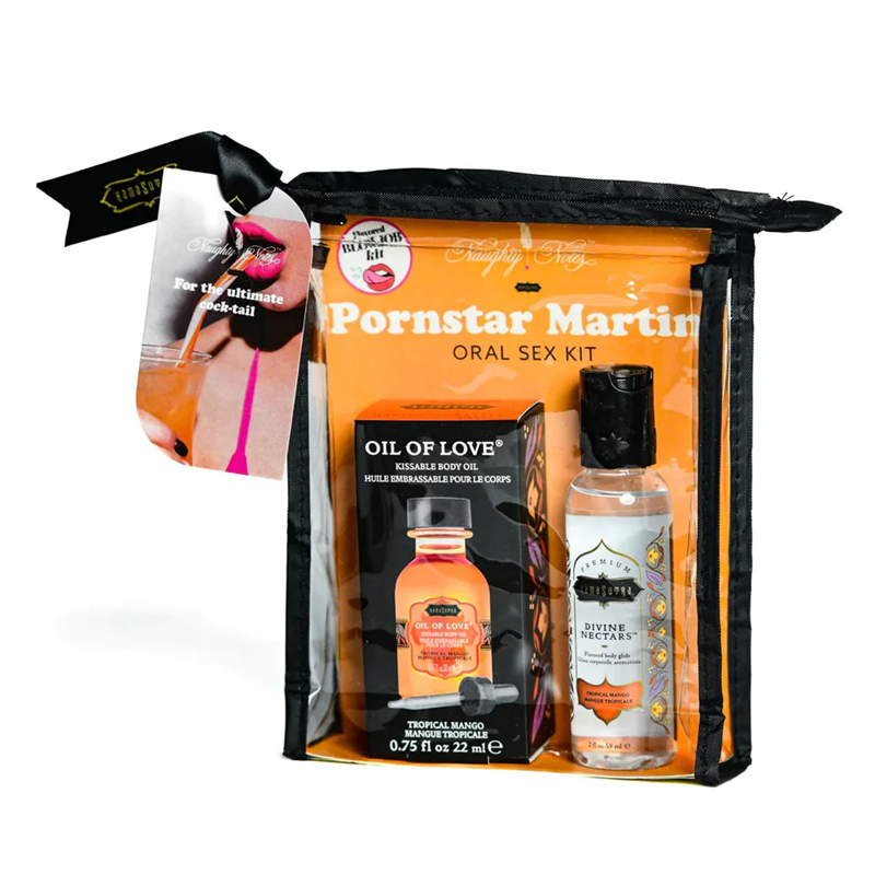 ORAL SEX COCKTAIL KIT - Porn Star Martini (Tropical Mango) 2oz Divine Nectar / .75oz Oil of Love - Sheets Optional