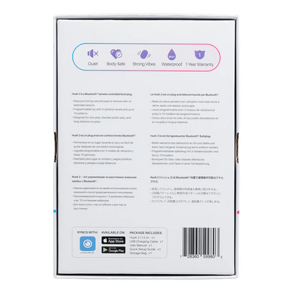 HUSH 2 1.5" BLUETOOTH BUTT PLUG - BLACK - Sheets Optional