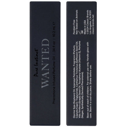 Wanted -10.2ml Pure Instinct Men's Collection Pheromone Perfume Oil - Sheets Optional