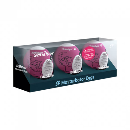 Masturbator Egg 3er Set (Bubble) Violet - Sheets Optional