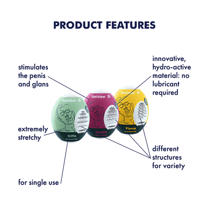 Masturbator Egg 3er Set (Riffle, Bubble, Fierce) Assorted - Sheets Optional