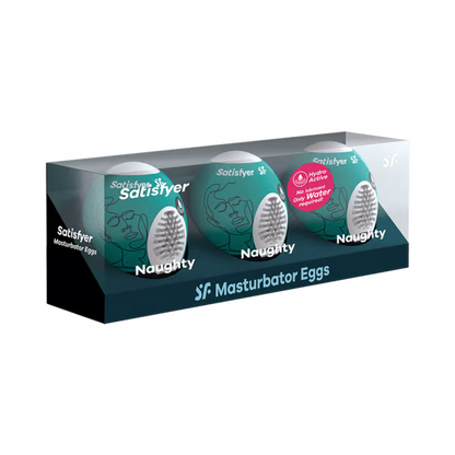 Masturbator Egg 3er Set (Naughty) Dark Green - Sheets Optional