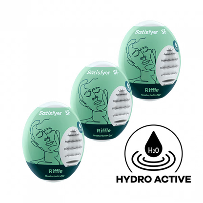 Masturbator Egg 3er Set (Riffle) Light Green - Sheets Optional