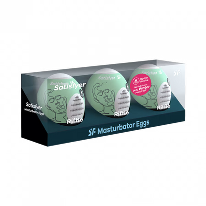 Masturbator Egg 3er Set (Riffle) Light Green - Sheets Optional