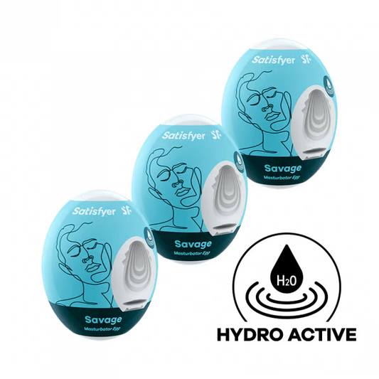Masturbator Egg 3er Set (Savage) Light Blue - Sheets Optional