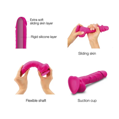 SLIDING SKIN REALISTIC DILDO FUCHSIA S - Sheets Optional