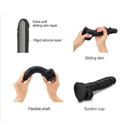 SLIDING SKIN REALISTIC DILDO BLACK XXL - Sheets Optional