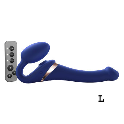 MULTI ORGASM BENDABLE STRAP-ON - L - NIGHT BLUE - Sheets Optional