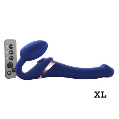 MULTI ORGASM BENDABLE STRAP-ON - XL - NIGHT BLUE - Sheets Optional