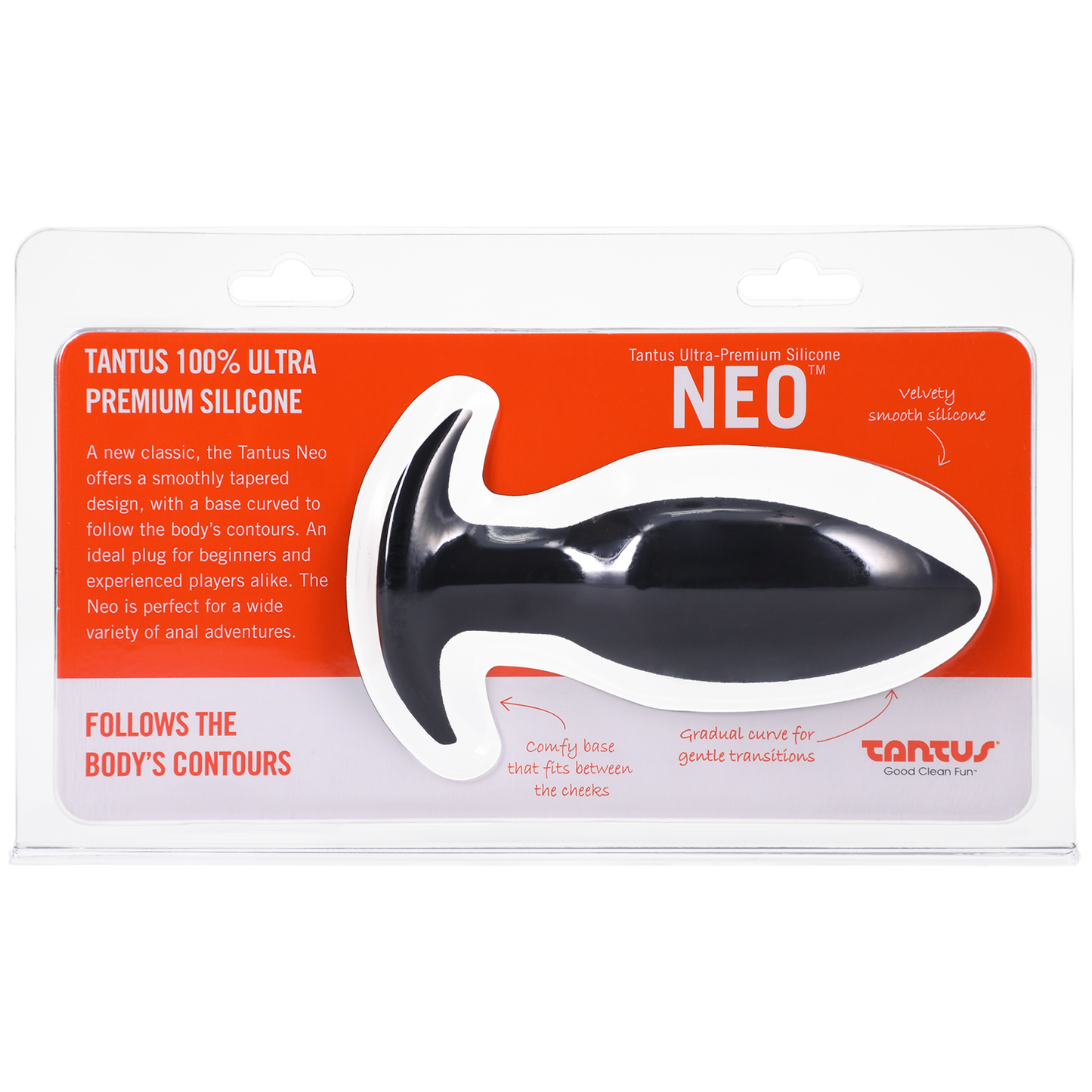 Tantus Silicone Neo Silicone Butt Plug Black - Sheets Optional
