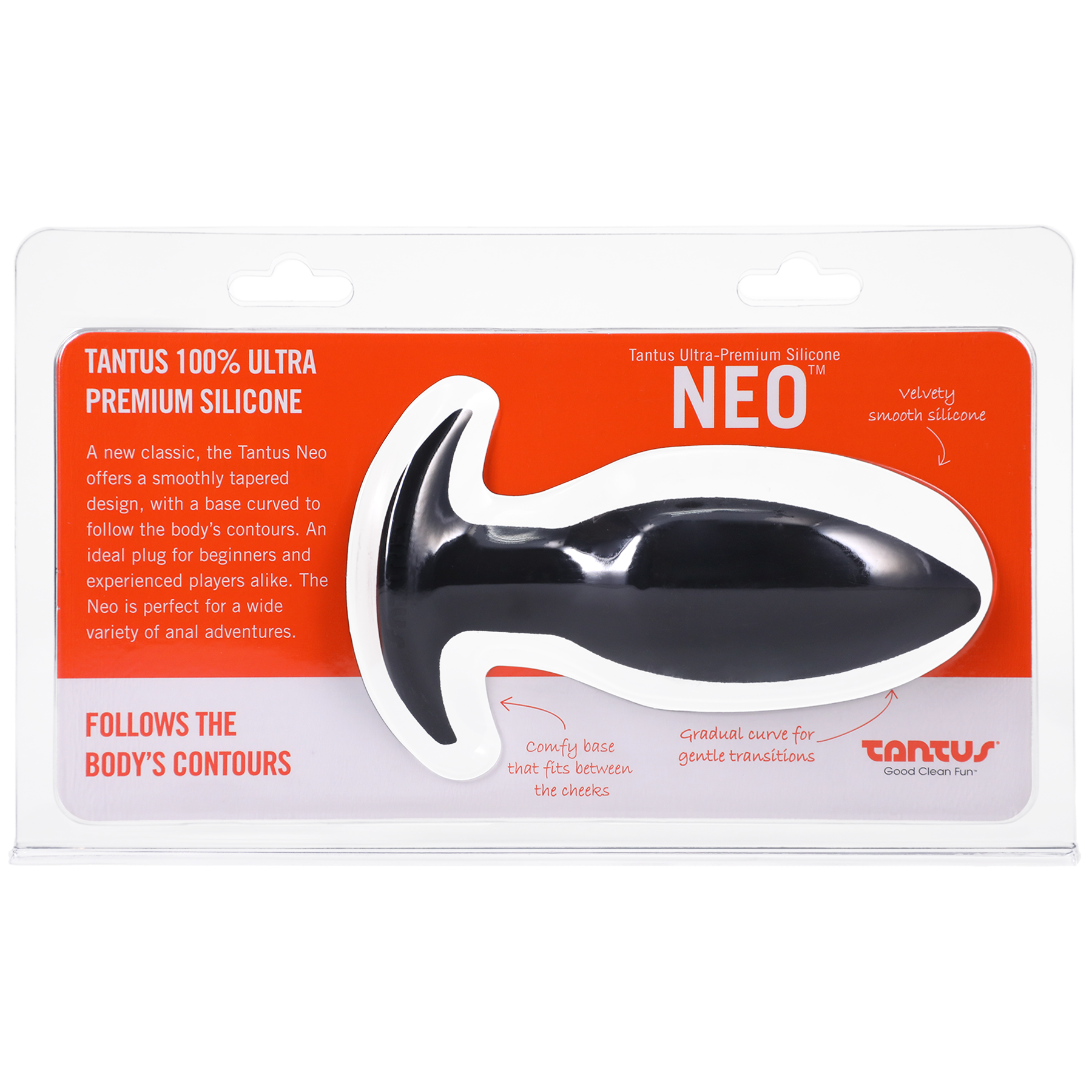 Tantus Silicone Neo Silicone Butt Plug Black - Sheets Optional