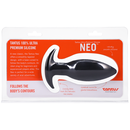 Tantus Silicone Neo Silicone Butt Plug Black - Sheets Optional