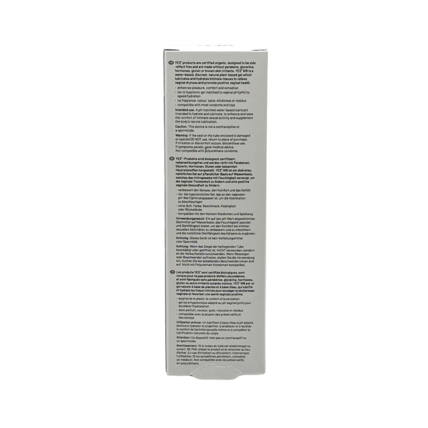 YES WB Water Based Organic Lubricant 50ml - Sheets Optional