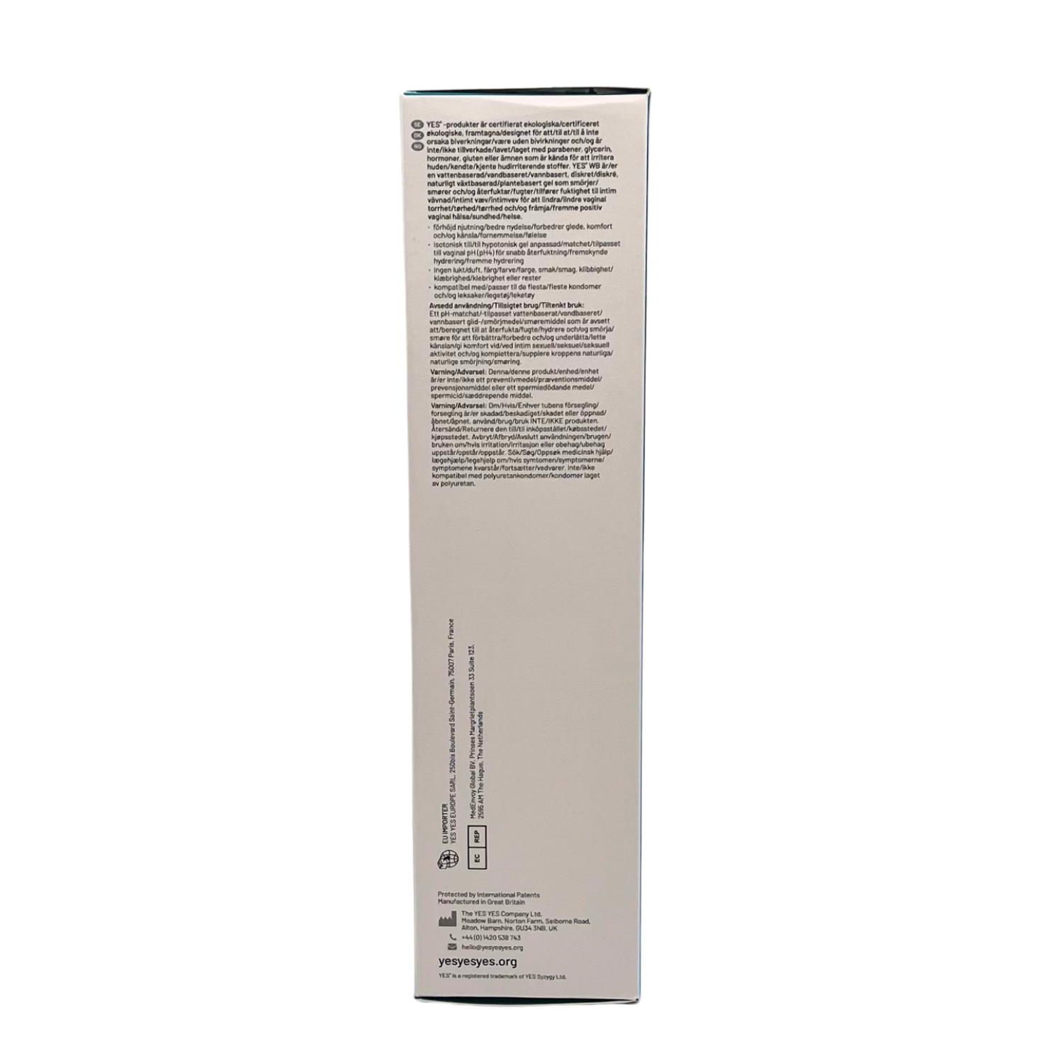 YES WB Water Based Organic Lubricant 150ml - Sheets Optional